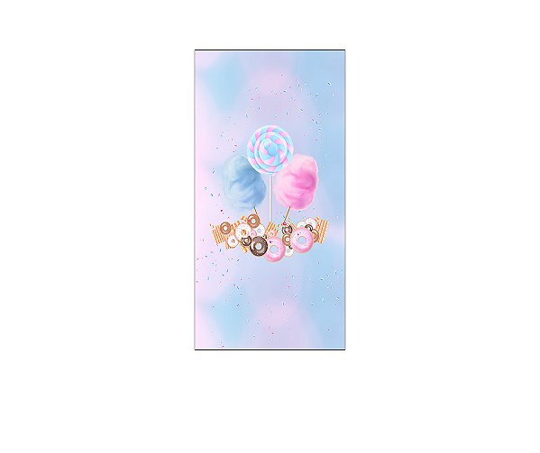Painel De Festa Vertical 1,00 x 2,00 - Doces Tom Azul e Rosa 026
