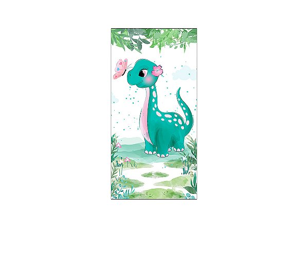 Painel De Festa Vertical 1,00 x 2,00 - Dinossauro Cute Aquarela 007