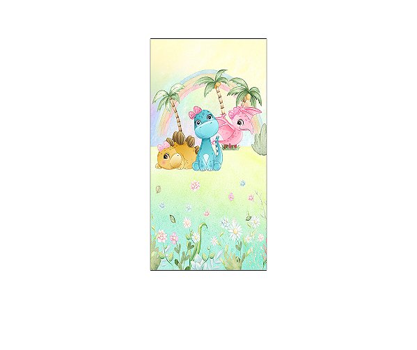 Painel De Festa Vertical 1,00 x 2,00 - Dinossauros Cute 017