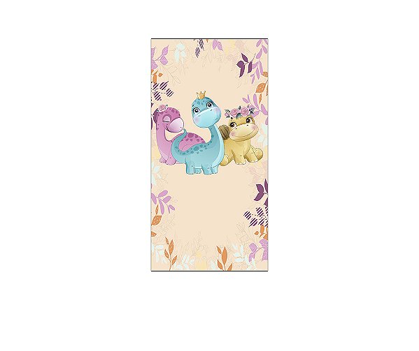 Painel De Festa Vertical 1,00 x 2,00 - Dinossauros Cute Floral 020
