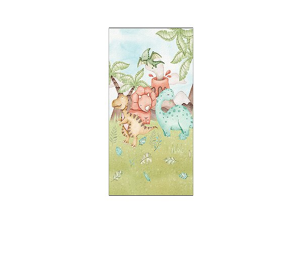 Painel De Festa Vertical 1,00 x 2,00 - Dinossauros Cute Aquarela 024