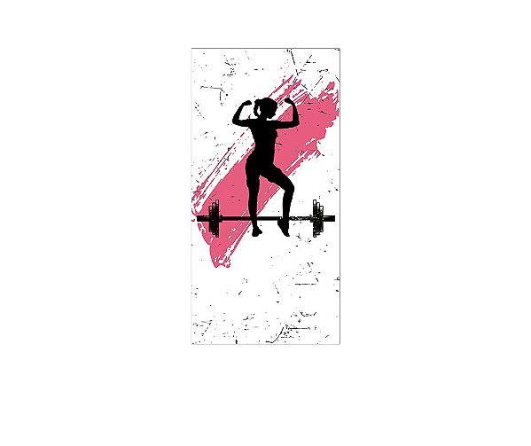 Painel De Festa Vertical 1,00 x 2,00 - Silhueta Mulher Academia Rosa 018