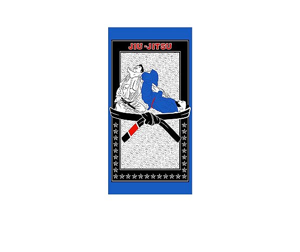 Painel De Festa Vertical 1,00 x 2,00 - Lutadores Jiu-Jitsu Azul 029
