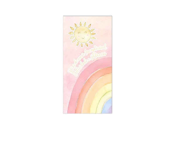 Painel De Festa Vertical 1,00 x 2,00 - Céu Rosa com Arco-íris Aquarela 044
