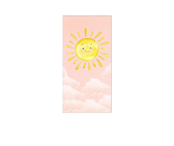 Painel De Festa Vertical 1,00 x 2,00 - Primeira Volta ao Sol Céu Rosa Aquarela 051