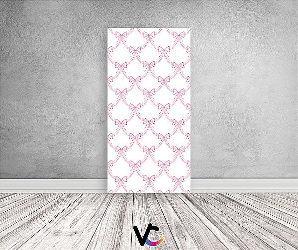 Painel De Festa Vertical 1,00 x 2,00 - Fitas e Laços Entrelaçados Rosa 070
