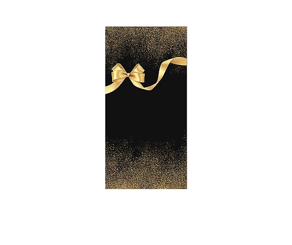 Painel De Festa Vertical 1,00 x 2,00 - Laço Dourado Efeito Glitter 073