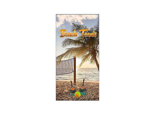 Painel De Festa Vertical 1,00 x 2,00 - Beach Tennis Areia e Palmeira 008
