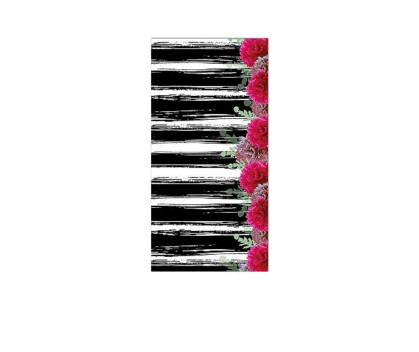 Painel De Festa Vertical 1,00 x 2,00 - Flores Rosas com Listras 006