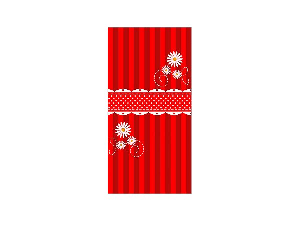 Painel De Festa Vertical 1,00 x 2,00 - Vermelho com Flores Brancas 013