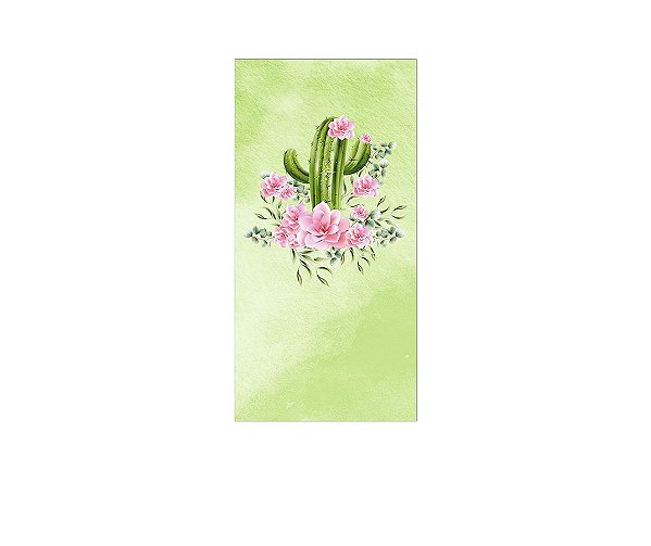 Painel De Festa Vertical 1,00 x 2,00 - Cacto e Flores Rosa 019
