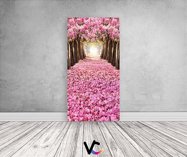 Painel De Festa Vertical 1,00 x 2,00 - Floresta Rosa 025