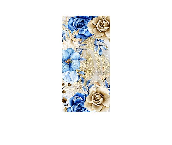 Painel De Festa Vertical 1,00 x 2,00 - Flores Efeito Mármore Rosa e Dourado 028