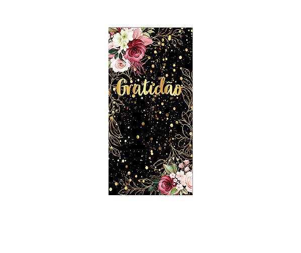 Painel De Festa Vertical 1,00 x 2,00 - Gratidão Dourado Floral 042