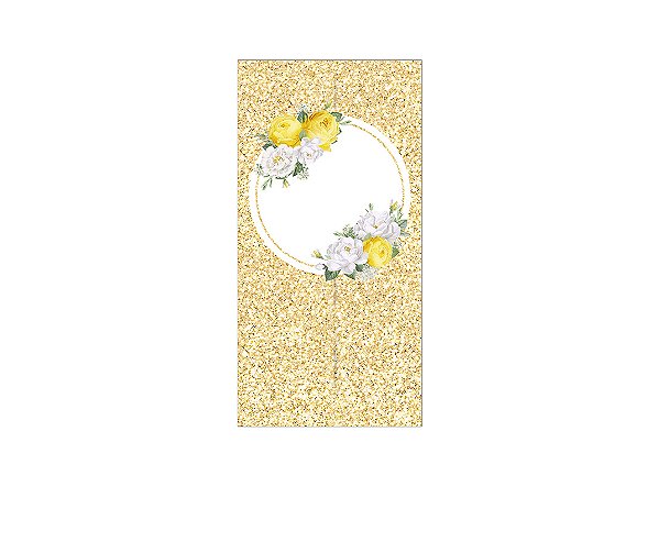 Painel De Festa Vertical 1,00 x 2,00 - Flores Amarelas e Brancas 053
