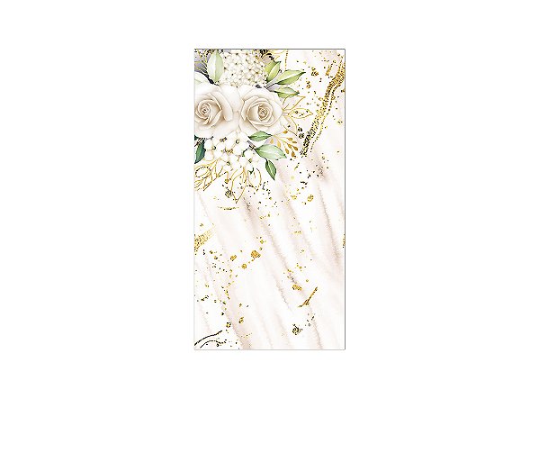 Painel De Festa Vertical 1,00 x 2,00 - Flores Efeito Mármore Bege 056