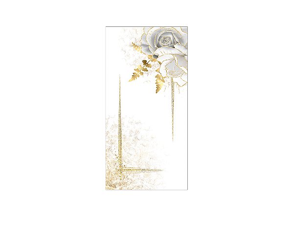 Painel De Festa Vertical 1,00 x 2,00 - Flores Brancas com Efeito Glitter Dourado 060