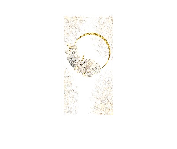 Painel De Festa Vertical 1,00 x 2,00 - Frame Floral Dourado 061