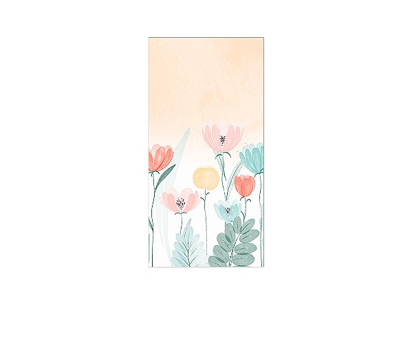 Painel De Festa Vertical 1,00 x 2,00 - Flores Verde com Salmão 066
