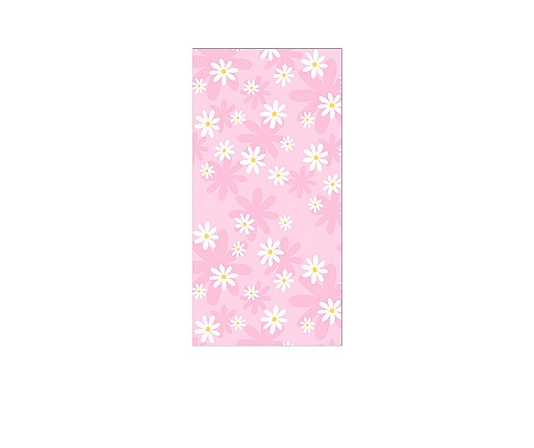 Painel De Festa Vertical 1,00 x 2,00 - Margaridas Fundo Rosa 075