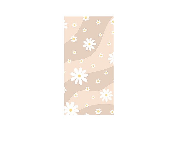 Painel De Festa Vertical 1,00 x 2,00 - Margaridas Fundo Bege 078