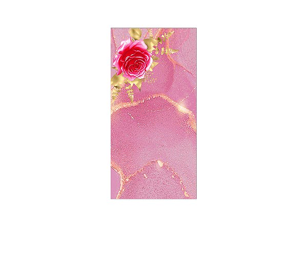 Painel De Festa Vertical 1,00 x 2,00 - Flores Efeito Mármore Rosa 101