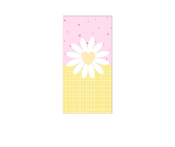 Painel De Festa Vertical 1,00 x 2,00 - Flor Margarida Rosa e Amarelo 108