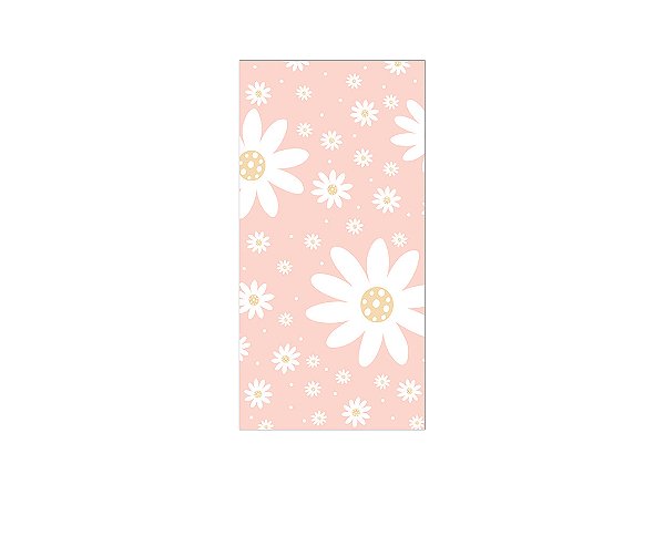 Painel De Festa Vertical 1,00 x 2,00 - Margaridas Fundo Rosa Claro 109