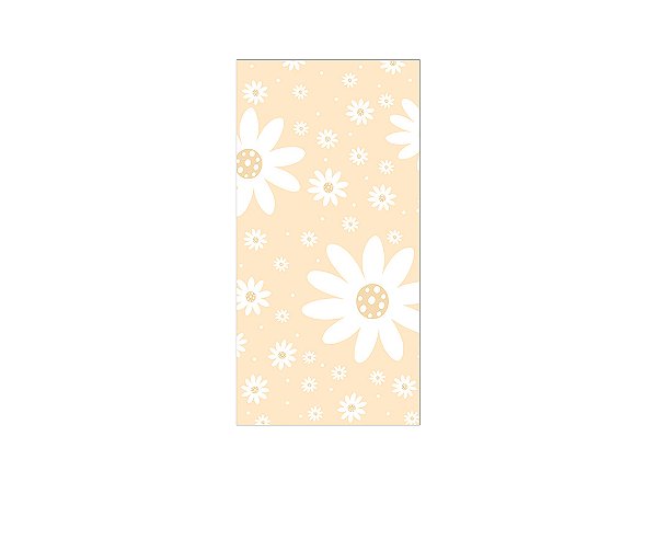 Painel De Festa Vertical 1,00 x 2,00 - Margaridas Fundo Bege 110
