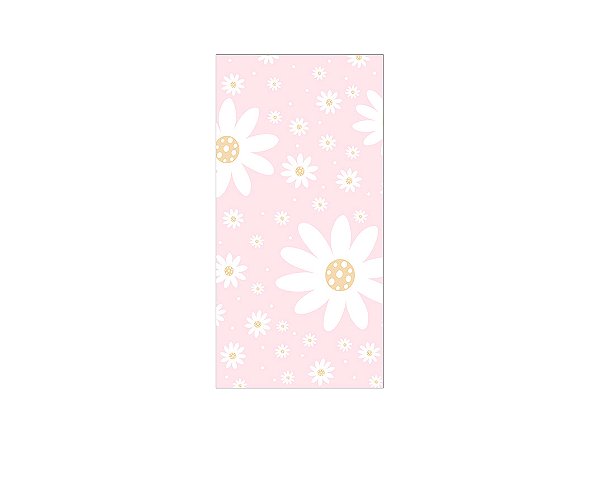 Painel De Festa Vertical 1,00 x 2,00 - Margaridas Delicadas Fundo Rosa Pastel 116