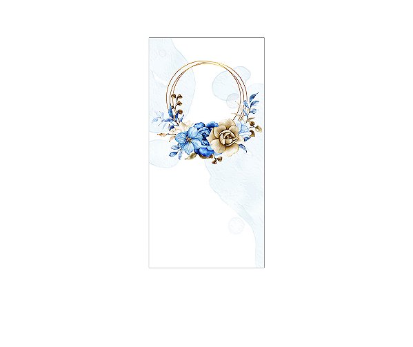 Painel De Festa Vertical 1,00 x 2,00 - Floral Azul e Dourado 123