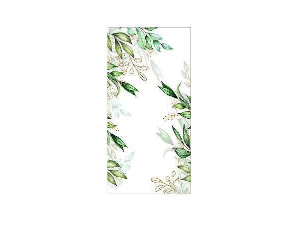 Painel De Festa Vertical 1,00 x 2,00 - Belas Folhagens Verdes com Dourado 127
