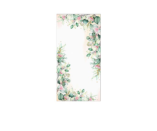 Painel De Festa Vertical 1,00 x 2,00 - Flores e Folhas Verde e Rosa 130