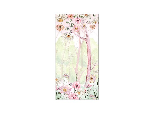 Painel De Festa Vertical 1,00 x 2,00 -  Floresta Rosada Aquarela 136