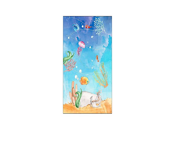 Painel De Festa Vertical 1,00 x 2,00 - Fundo do Mar Aquarela 001