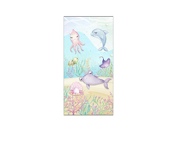 Painel De Festa Vertical 1,00 x 2,00 - Fundo do Mar Golfinhos Cute 010