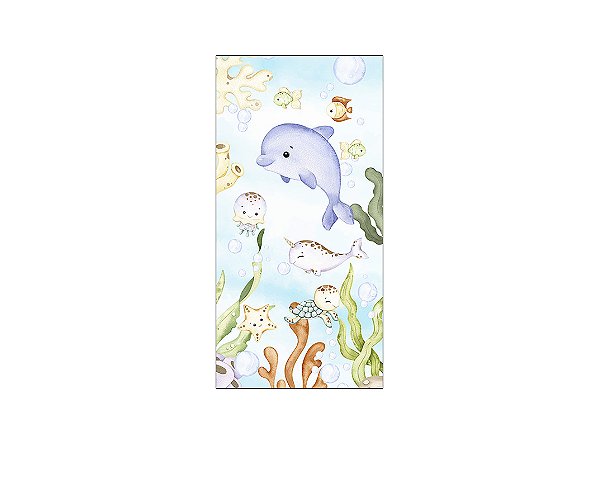 Painel De Festa Vertical 1,00 x 2,00 - Fundo do Mar Bege Suave 019