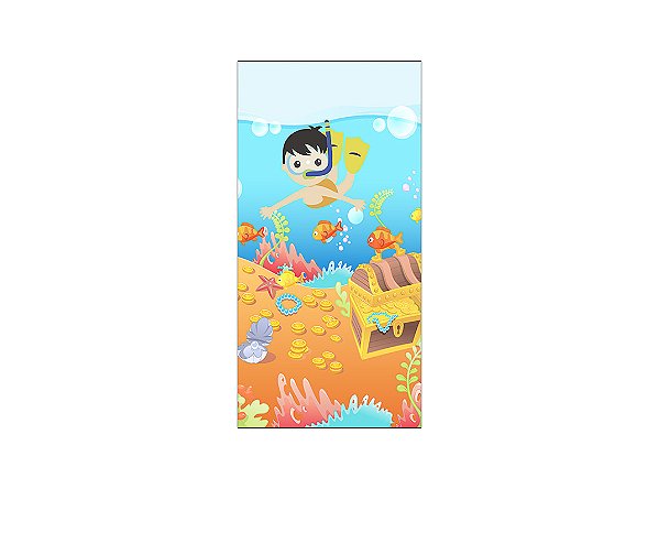 Painel De Festa Vertical 1,00 x 2,00 - Fundo do Mar Menino Mergulhador 026