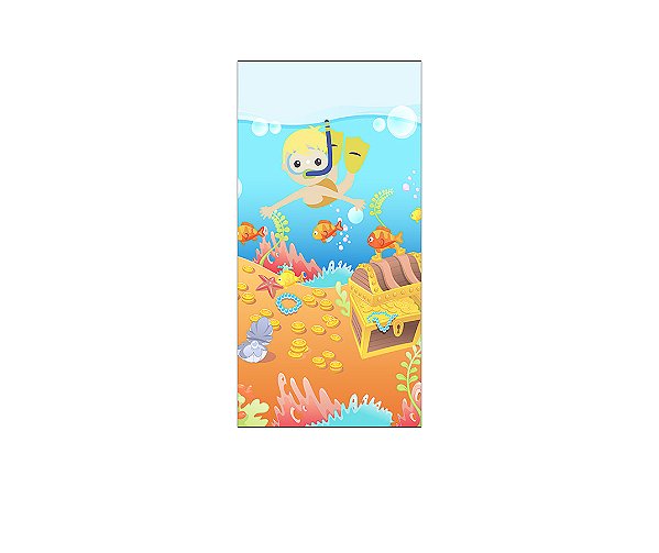 Painel De Festa Vertical 1,00 x 2,00 - Fundo do Mar Mergulhador Cute 027