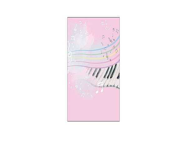 Painel De Festa Vertical 1,00 x 2,00 - Notas Musicais Rosa 001