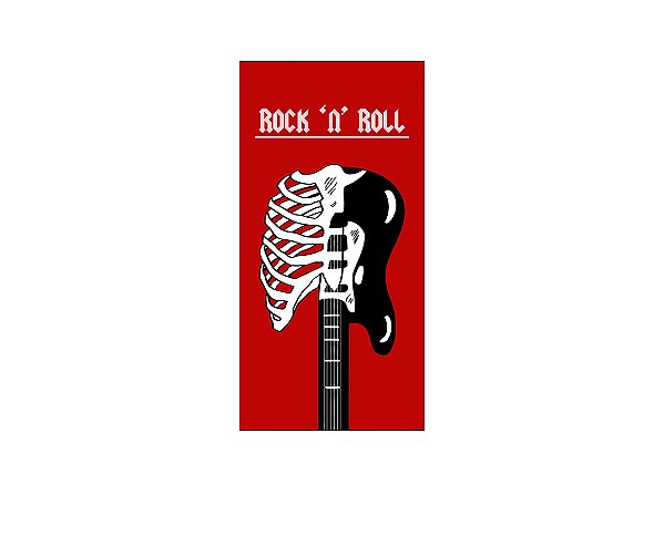 Painel De Festa Vertical 1,00 x 2,00 - Rock and Roll Guitarra 023