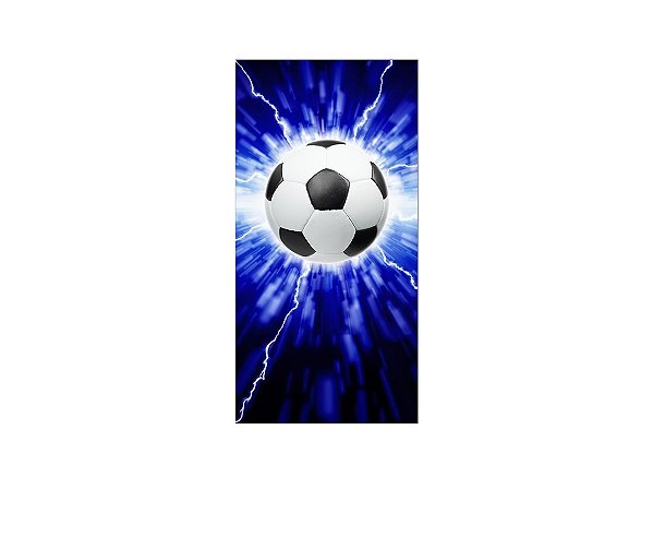 Painel De Festa Vertical 1,00 x 2,00 - Bola de Futebol Azul com Raios 025