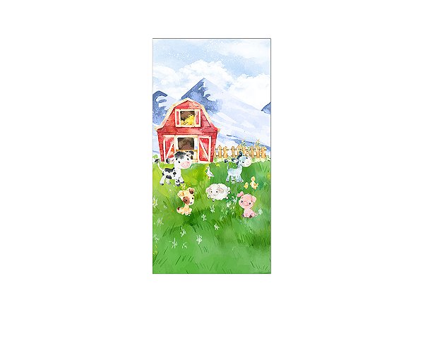 Painel De Festa Vertical 1,00 x 2,00 - Fazendinha Aquarela 007