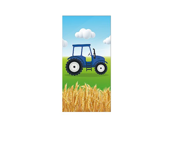 Painel De Festa Vertical 1,00 x 2,00 - Fazenda Trator Azul 010