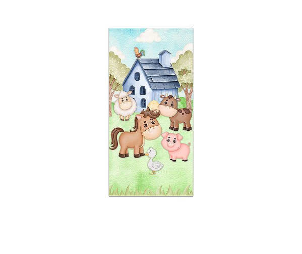 Painel De Festa Vertical 1,00 x 2,00 -  Fazendinha Casinha Azul Animais 026