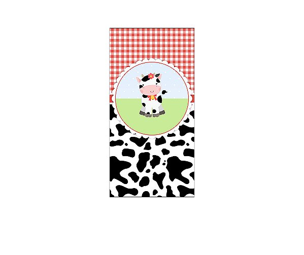 Painel De Festa Vertical 1,00 x 2,00 - Vaquinha Cute Xadrez 031