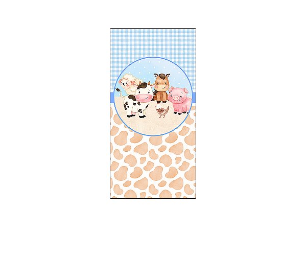 Painel De Festa Vertical 1,00 x 2,00 -  Fazendinha Baby Azul 043