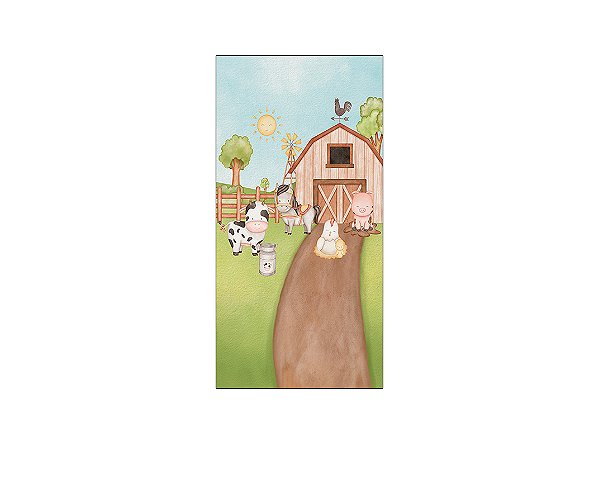 Painel De Festa Vertical 1,00 x 2,00 - Animais Fazendinha Colorida 050