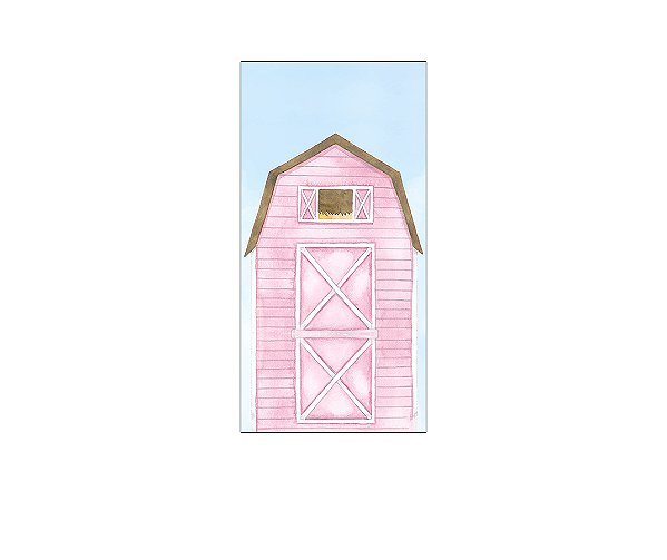 Painel De Festa Vertical 1,00 x 2,00 - Fazendinha Celeiro Rosa 054