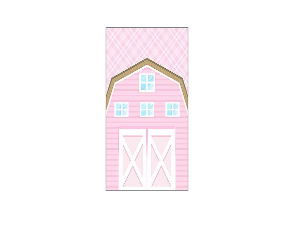 Painel De Festa Vertical 1,00 x 2,00 - Fazendinha Celeiro Delicado Rosa 055